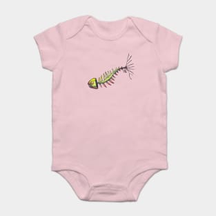 green fishbone on pinkish backgorund Baby Bodysuit